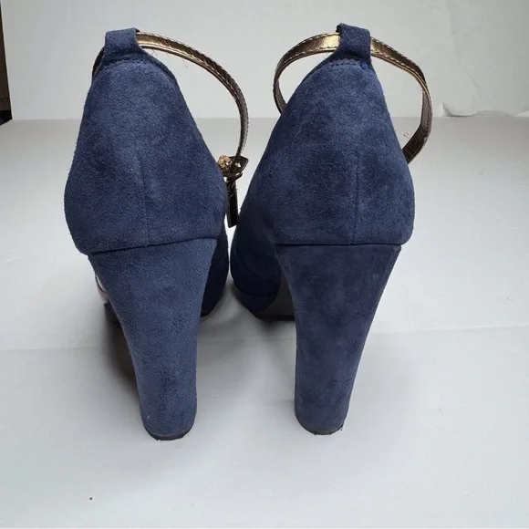 Seychelles x Corey Lynn Calter Come Get Me Platform Peep Toe Pumps Blue Copper - Picture 9 of 15